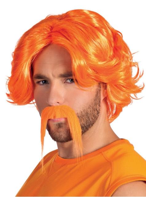 Perruque orange longue rétro 80s pour homme