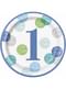 8 farfurii albastre pentru prima aniversare (23cm) - Blue Dots 1st Birthday