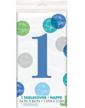First Birthday Blue Table Cover - Blue Dots 1st Birthday