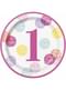 8 rózsaszín tányér az első születésnapra (23 cm) - Pink Dots 1st Birthday