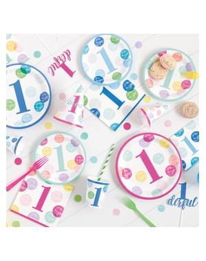 16 servilletas de primer cumpleaños rosas (33x33cm) - Pink Dots 1st Birthday