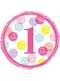 Balon din folie (46 cm) roz prima aniversare - Pink Dots 1st Birthday