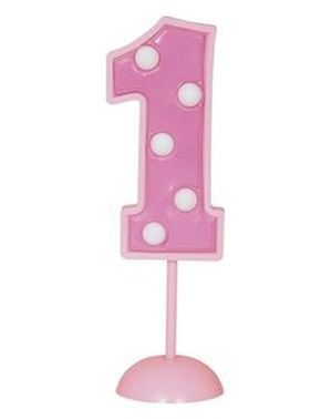 Number 1 Pink Decorative Candle
