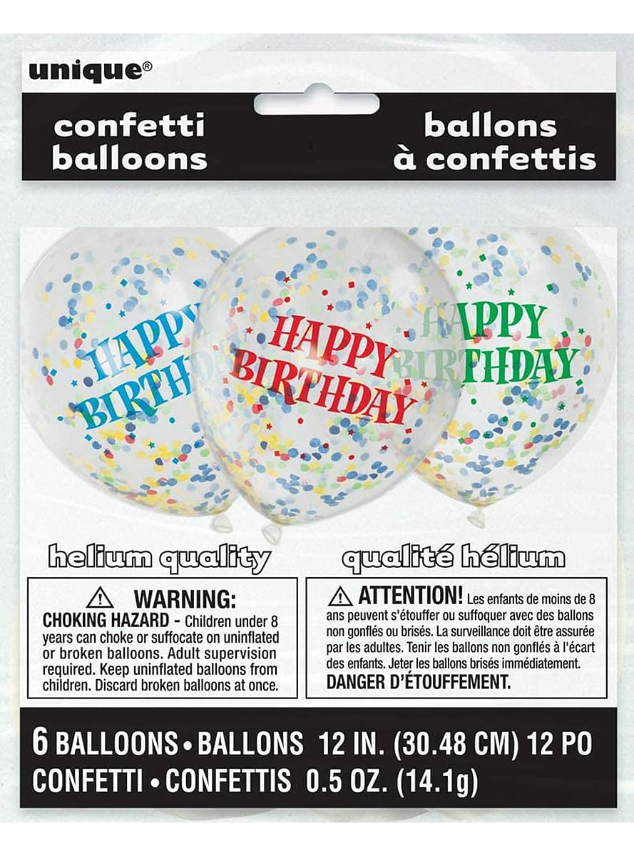 6 lateksa gaisa baloni ar konfeti (30 cm)