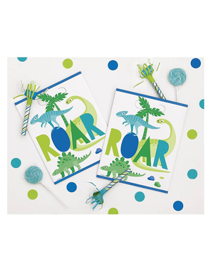 8 Dinosaur Party Bags - Blue & Green Dinosaur