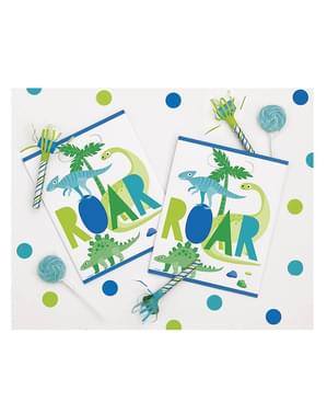 Torebki imprezowe Dinozaur x8 - Blue & Green Dinosaur