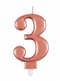 Gimtadienio žvakė auksinės rožinės spalvos numeris 3