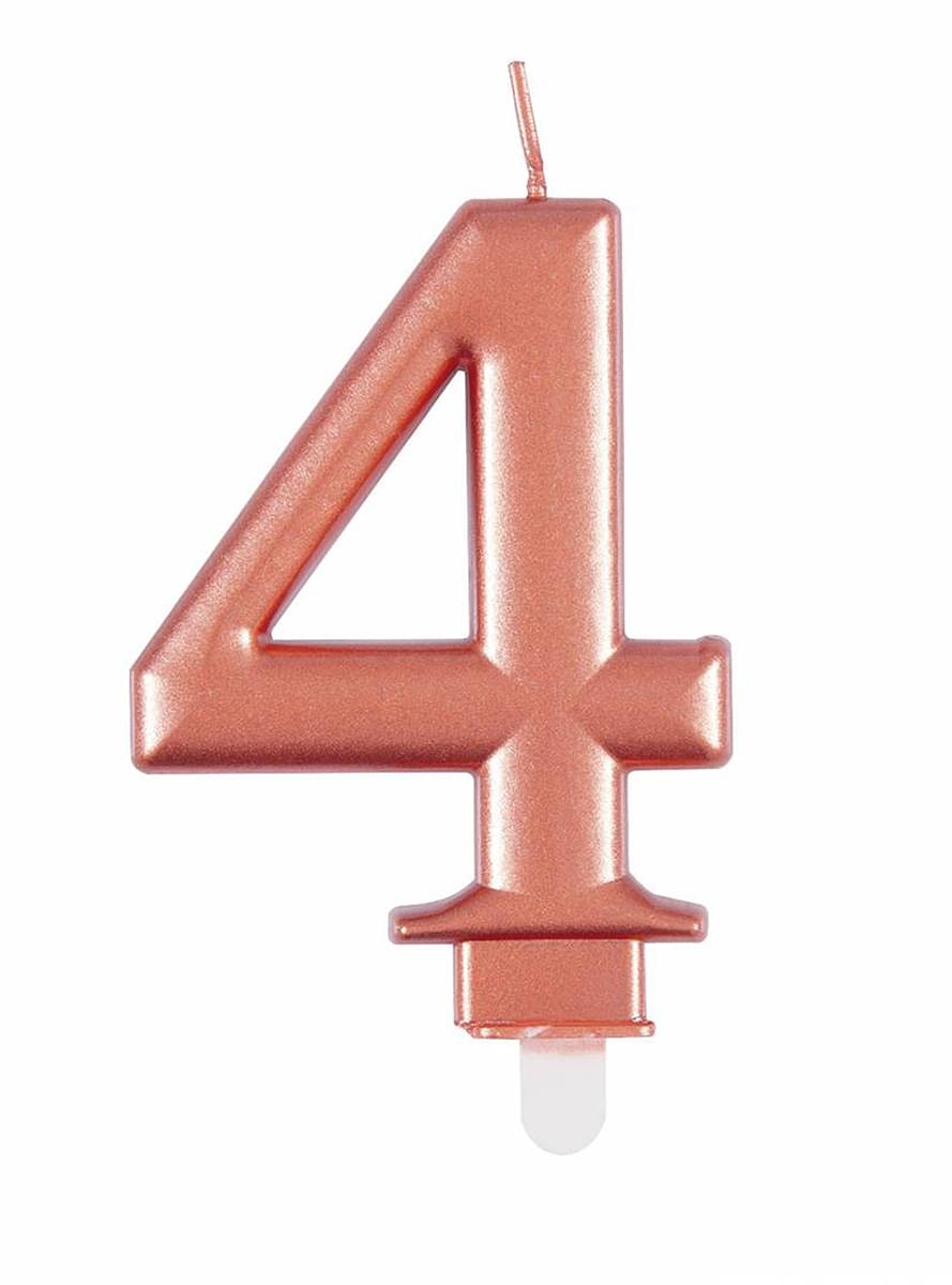 Vela de aniversário ouro rosa número 4