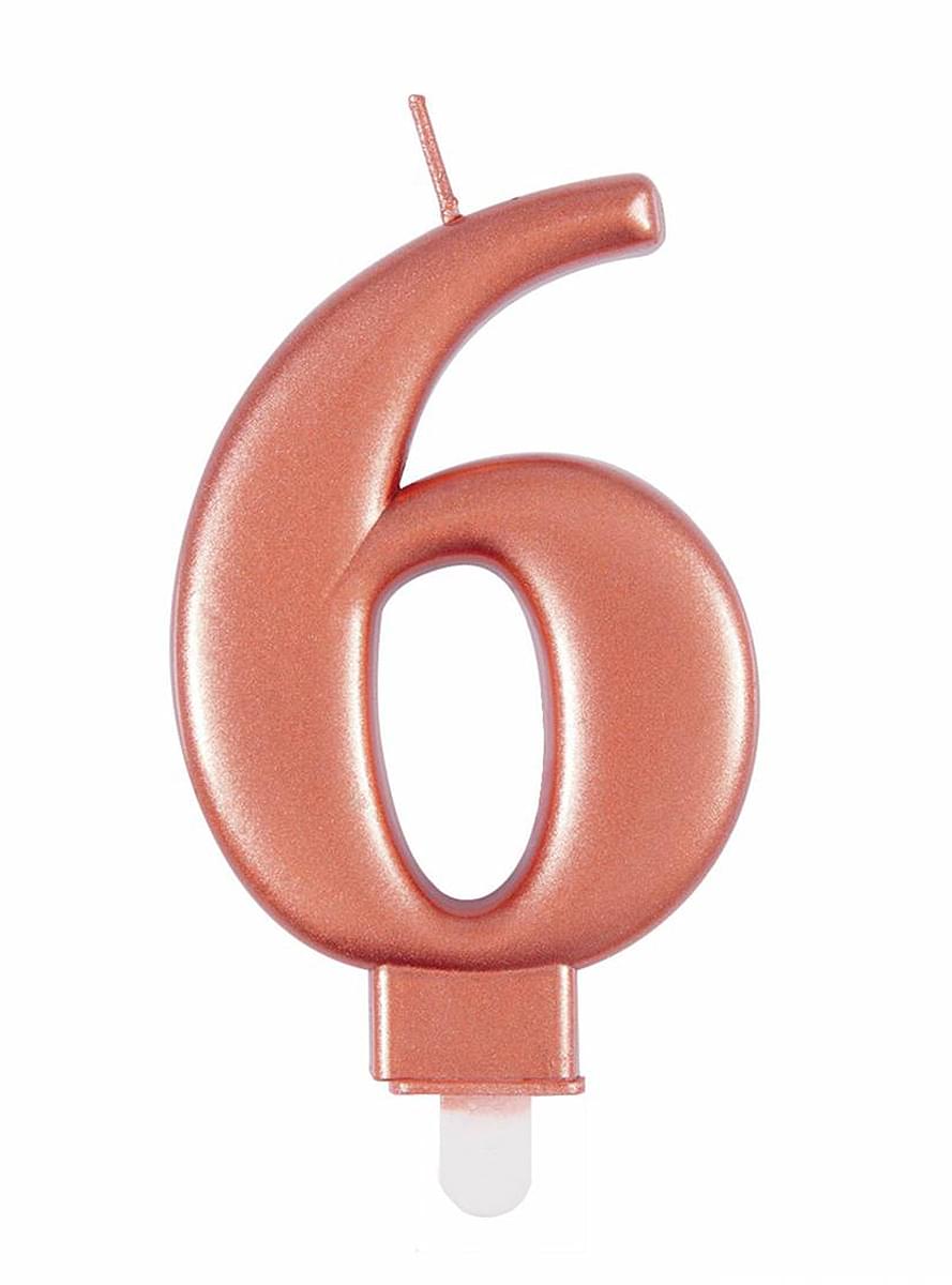 Vela de cumpleaños oro rosa número 6