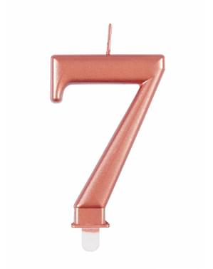 Růžovozlatá narozeninová svíčka s číslem 7