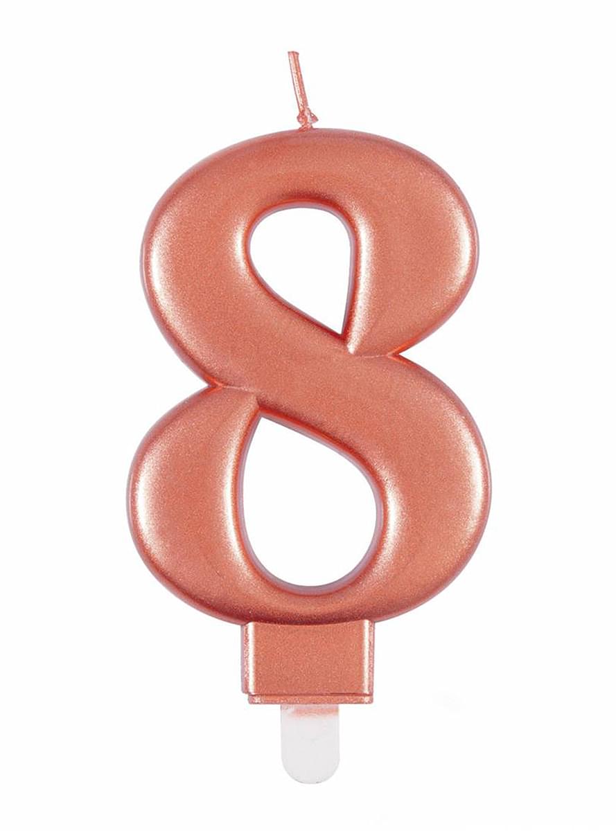Vela de cumpleaños oro rosa número 8