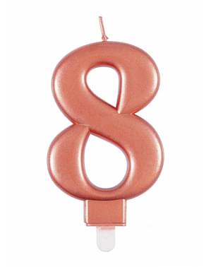 Roosa kuldne sünnipäevaküünal number 8