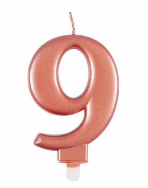 Rose Gold Birthday Candle Number 9