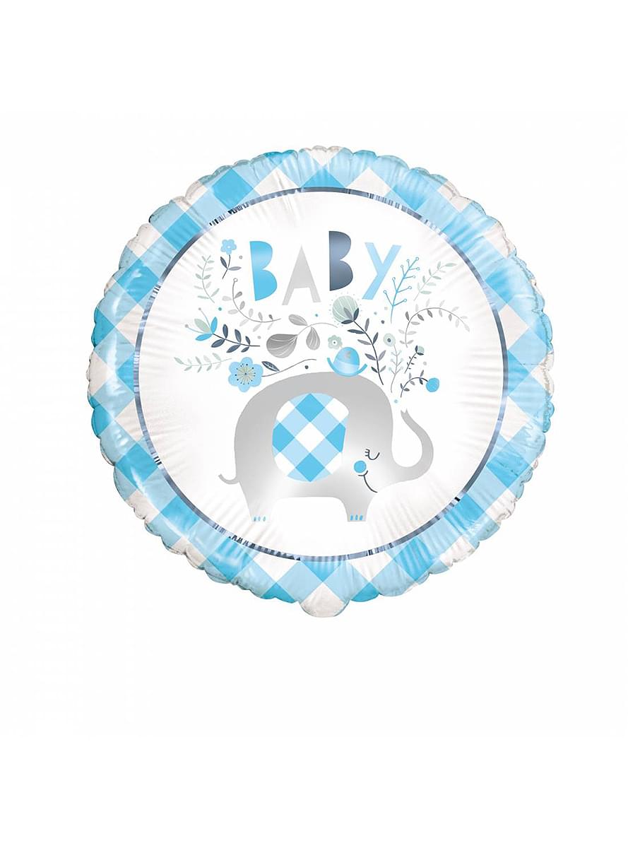 Elefanten Baby Shower Folienballon blau (46 cm) - Blue Floral Elephant
