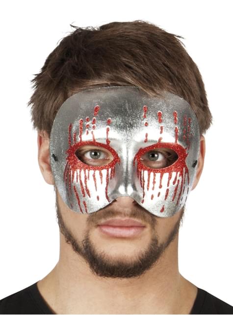 Adult's Bloody Silver Half Mask