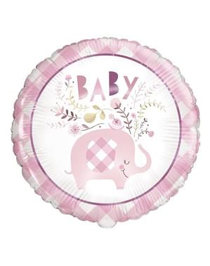 Roosa elevandi fooli (46 cm) beebi dušš - Roosa lilleline elevant