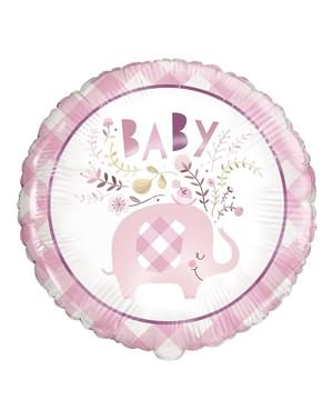 Roze Olifant Baby Shower Folie Ballon (46 cm) - Roze Bloemenolifant