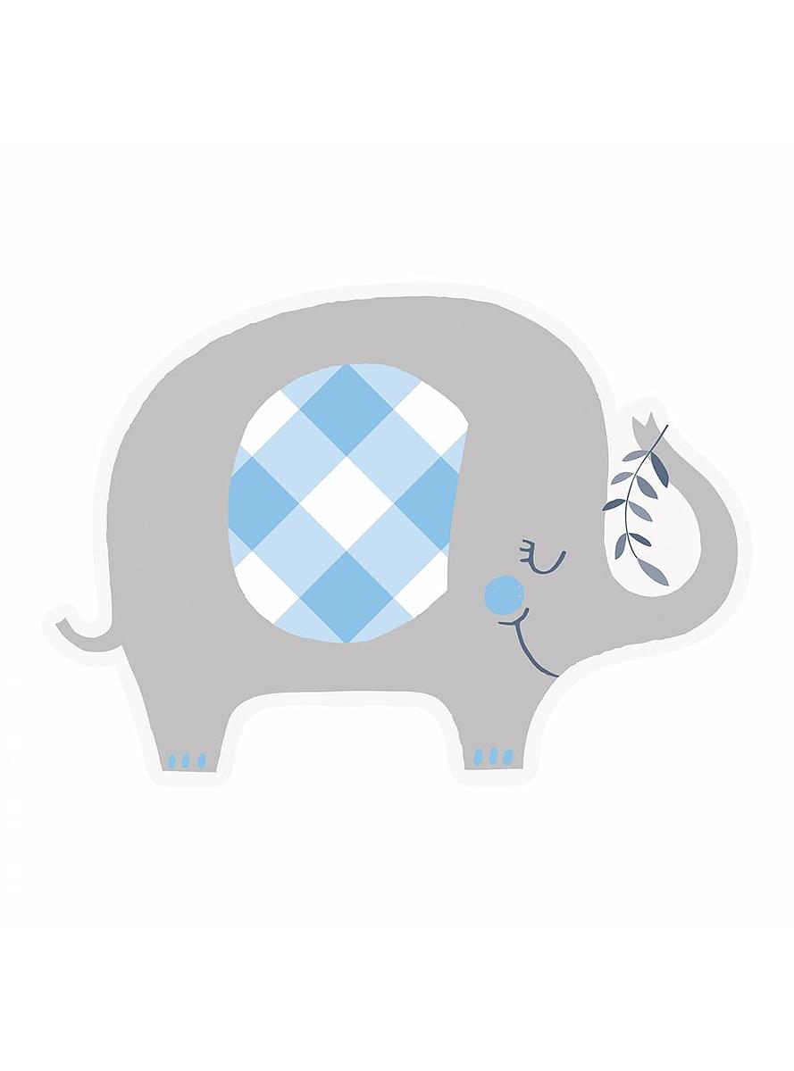 8 convites elefante azul baby Shower - Blue Floral Elephant