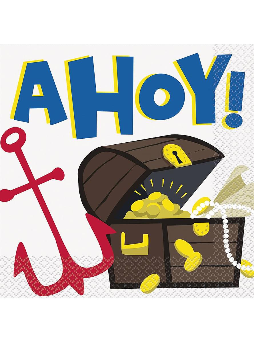 16 Pirate Napkins (33 x 33 cm) - Ahoy Pirate