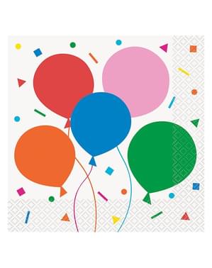16 fargede ballongservietter (33x33cm) - Colorful Balloons