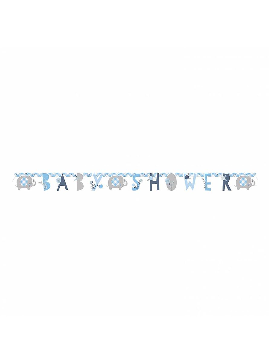 Mėlynas gėlių dramblys Baby Shower girlianda