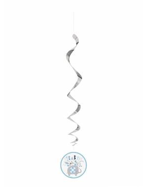 Kit di 3 spirali da appendere azzurre con elefanti per baby shower - Blue Floral Elephant