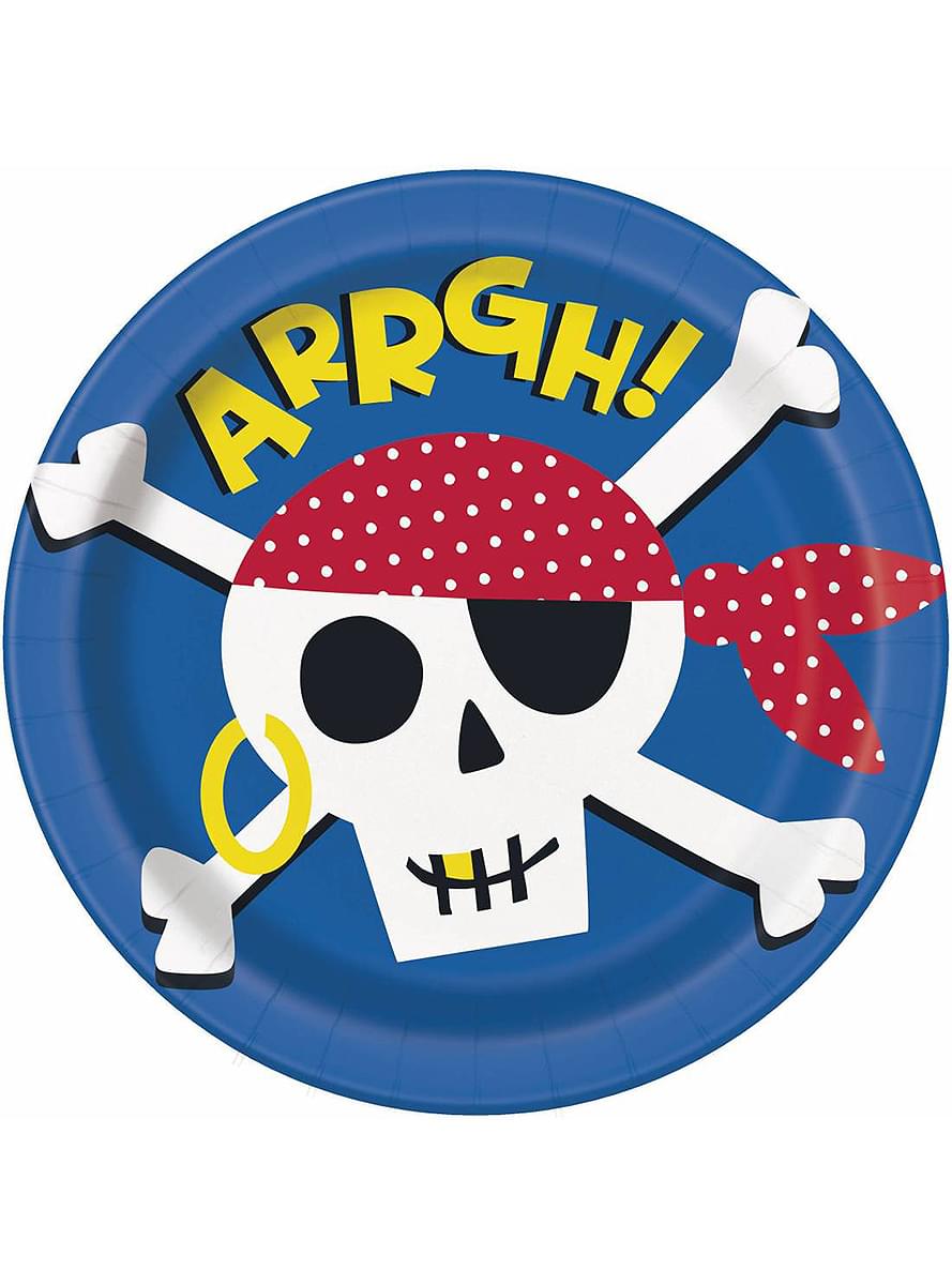 8 Pirate Plates (23 cm) - Ahoy Pirate