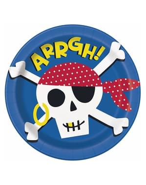 8 pratos de piratas (23 cm) - Ahoy Pirate