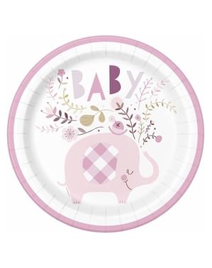 8 ражања слона ружичасти baby Shower (23 cm) - Ружичаста цветна слонића