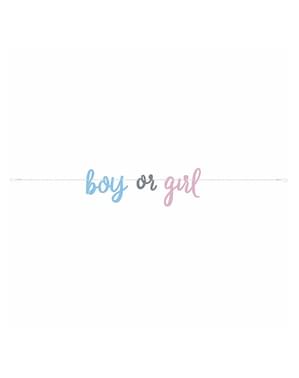„Băiat sau fată”, ghirlandă pentru Gender Reveal - albastru sau roz