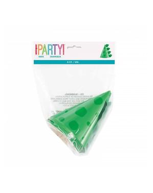 8 party čepic s dinosaury - Blue & Green Dinosaur