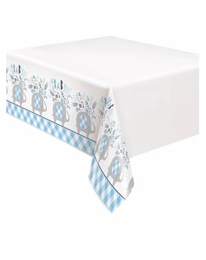 Elephant Blue Baby Shower Tablecloth - Blue Floral Elephant