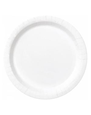 8 pientä valkoista lautasta (18 cm) - Perusvärisarja