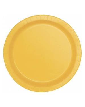 8 Små Gule Tallerkener (18 cm) - Basale Farver Linje