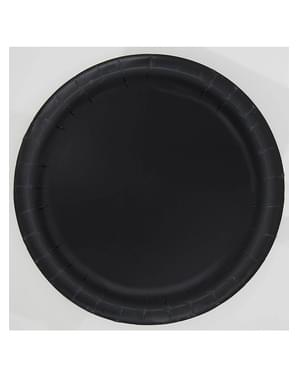 8 malých černých talířků (18cm) - Basic Colours Line