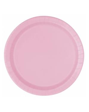8 petites assiettes rose clair (18 cm) - Gamme couleur unie