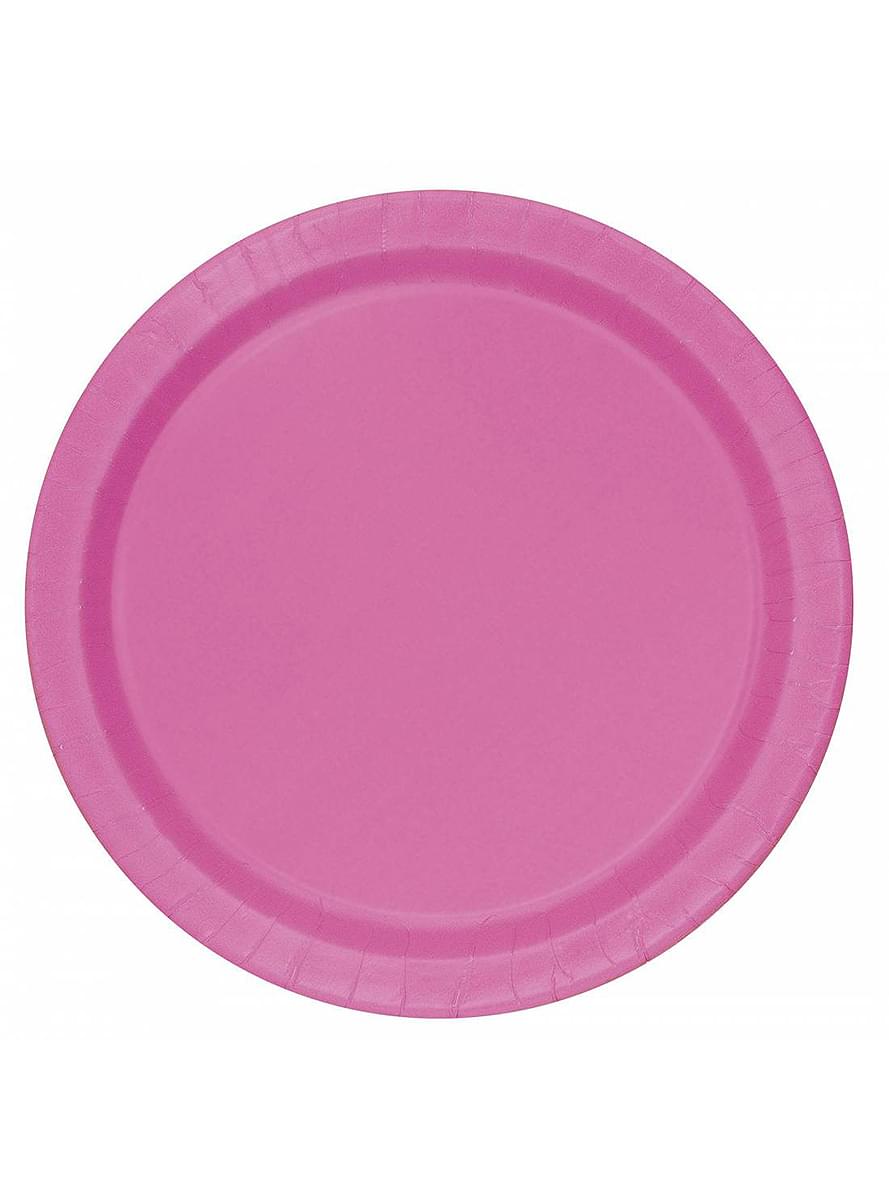 8 kleine roze borden (18 cm) - Basis Kleurenlijn