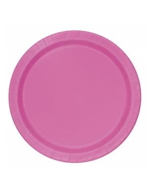 8 pientä vaaleanpunaista lautasta (18 cm) - Perusvärit-sarja