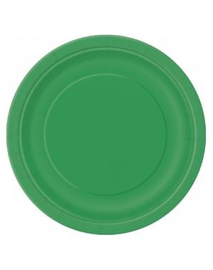 8 pientä smaragdinvihreää lautasta (18 cm) - Perusvärisarja