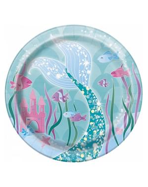8 piatti piccol con sirene (18 cm) - Sirena bajo del mar