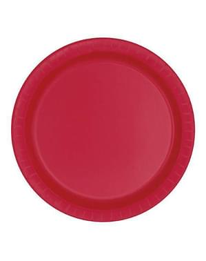 8 assiettes rouges grandes (23 cm) - Gamme couleur unie