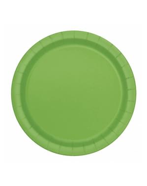 8 assiettes verte citron (23 cm) - Gamme couleur unie