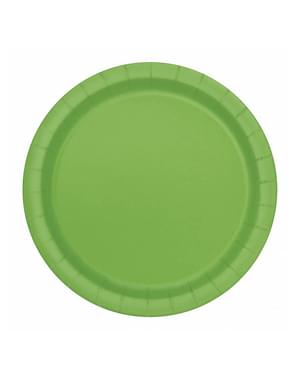 8 lime green plates (23 cm) - Basic Colors Line