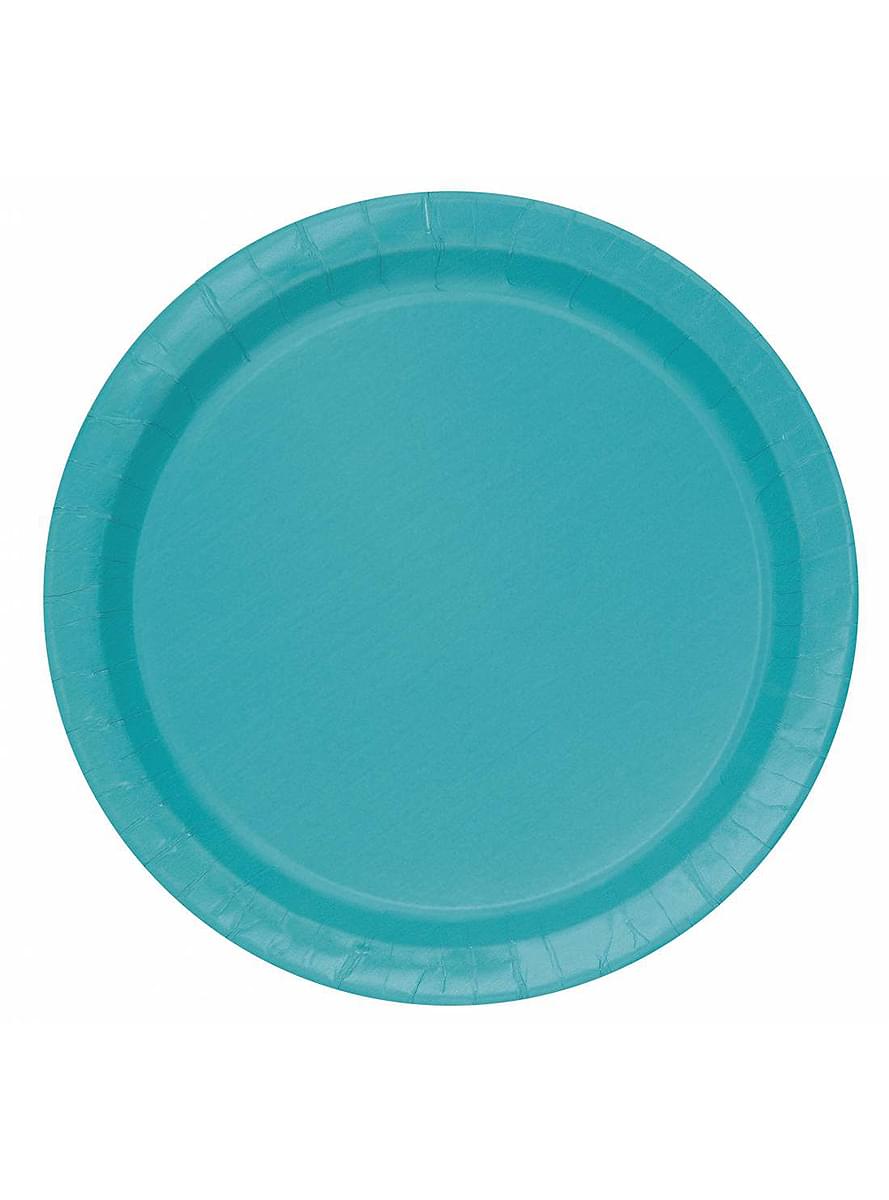 8 platos color aguamarina (23 cm) - Línea Colores Básicos