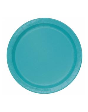 8 Havblå Tallerkener (23 cm) - Basale Farver Linje