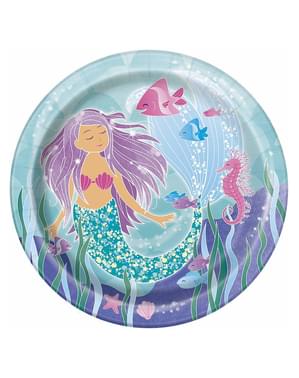 8 talířů s mořskými pannami (23 cm) - Mermaid Under The Sea