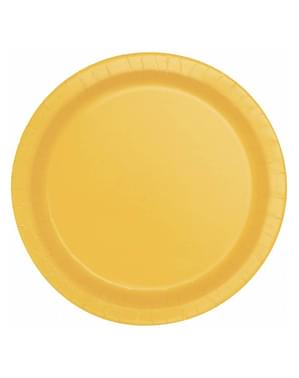 8 Solsikkegule Tallerkener (23 cm) - Basale Farver Linje