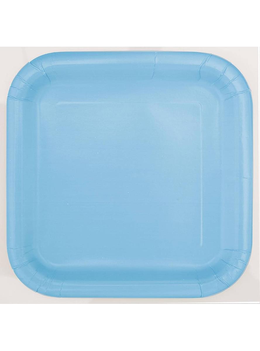 14 pratos quadrados azul céu (23 cm) - Linha Cores Básicas