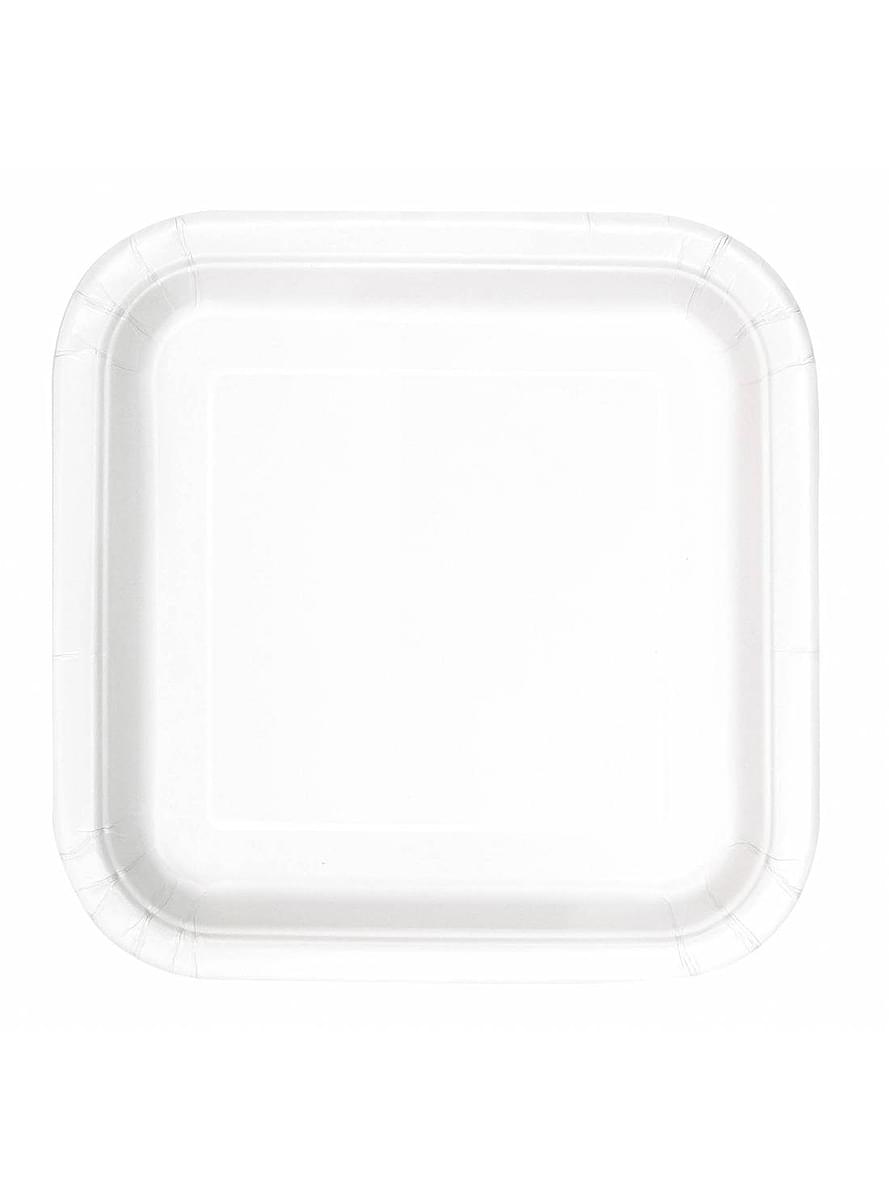 14 platos cuadrados blancos (23 cm) - Línea Colores Básicos