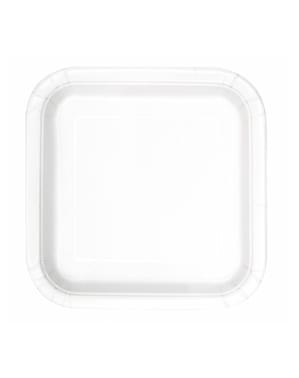 14 pratos quadrados brancos (23 cm) - Linha Cores Básicas